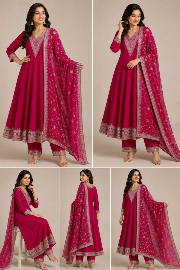 Rani_Pink_Cotton_Kurta_Set_For_Women