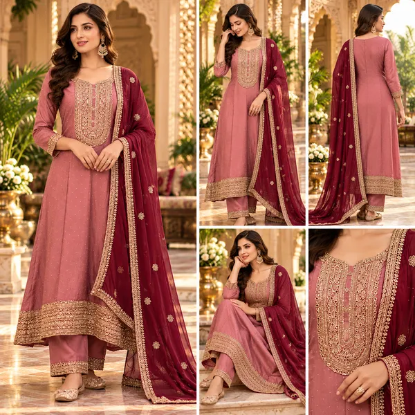 Pink_With_Maroon_Anarkali_Set_For_Women