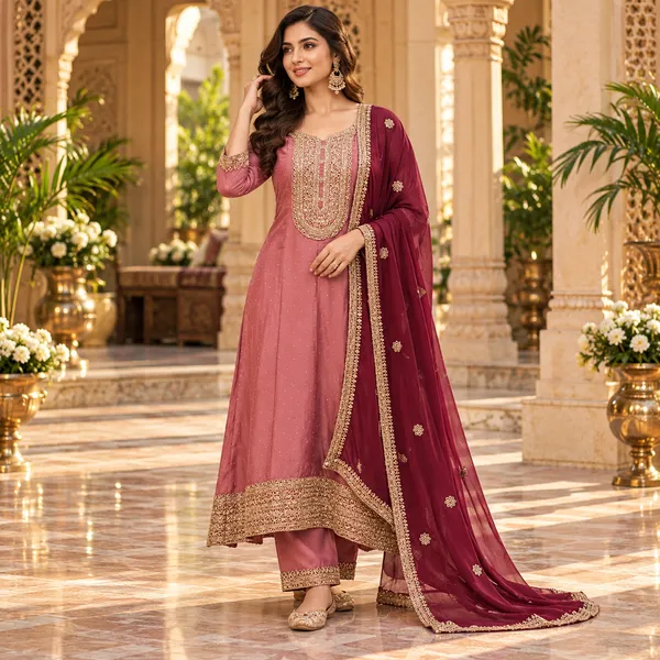 Pink_With_Maroon_Anarkali_Set_For_Women