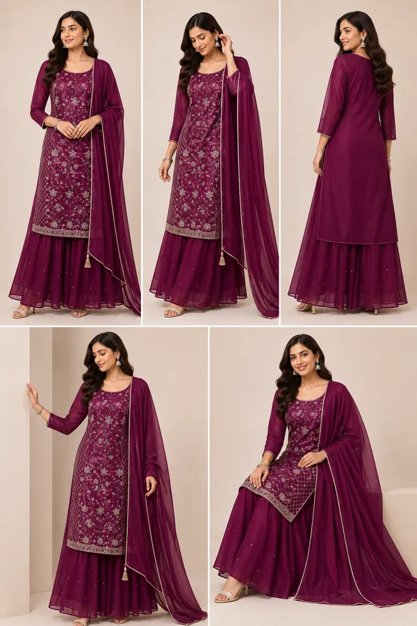 Wine_Silk_Kurta_Set_For_Women