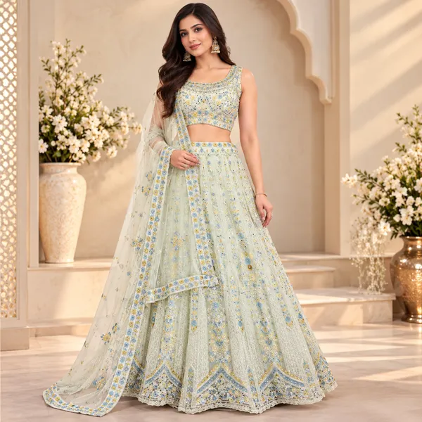 Multicolor_Embroided_Net_Lehenga_Blouse_And_Dupatta_For_Women