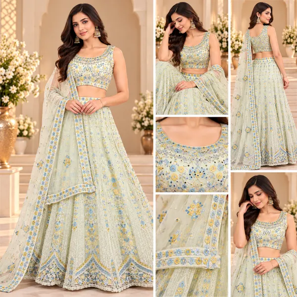 Multicolor_Embroided_Net_Lehenga_Blouse_And_Dupatta_For_Women