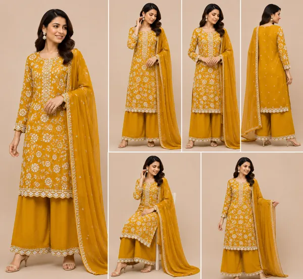 Yellow_Georgette_Kurta_Set_For_Women