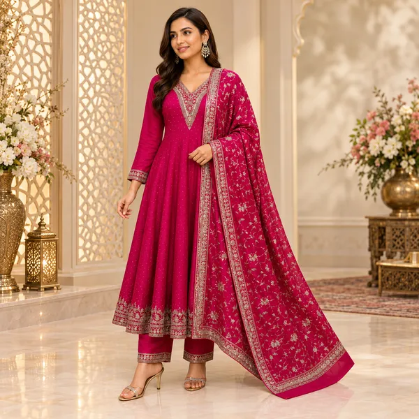Rani_Pink_Cotton_Kurta_Set_For_Women