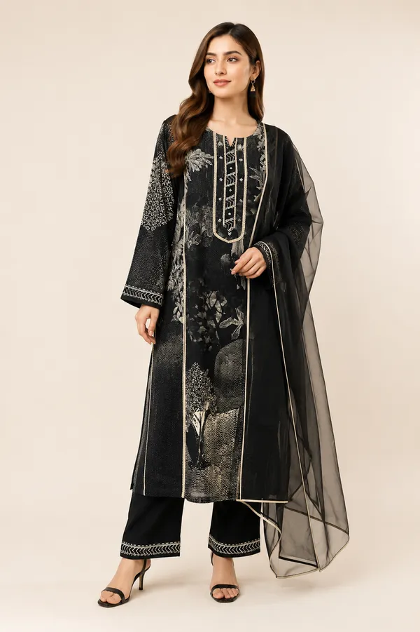 Black_Cotton_Kurta_Set_For_Women