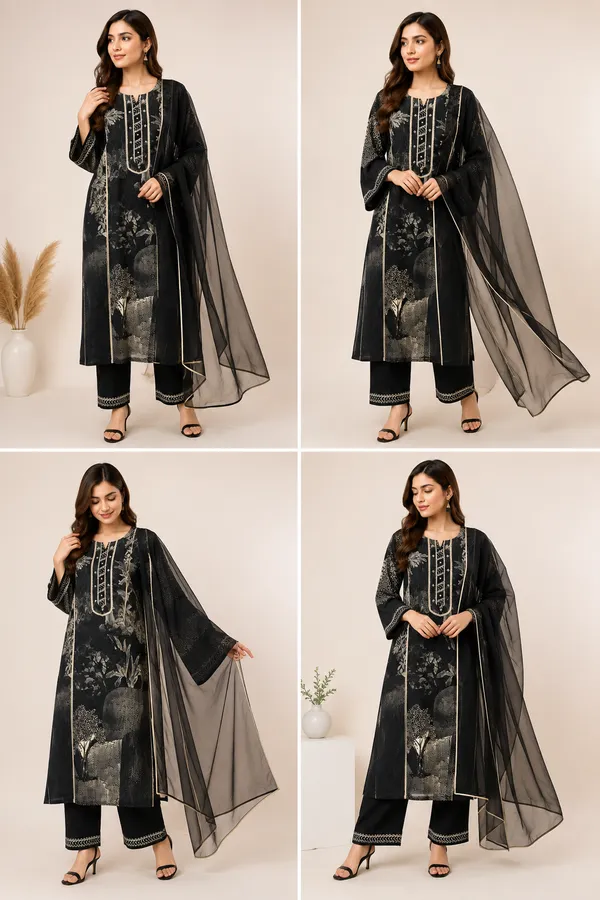 Black_Cotton_Kurta_Set_For_Women