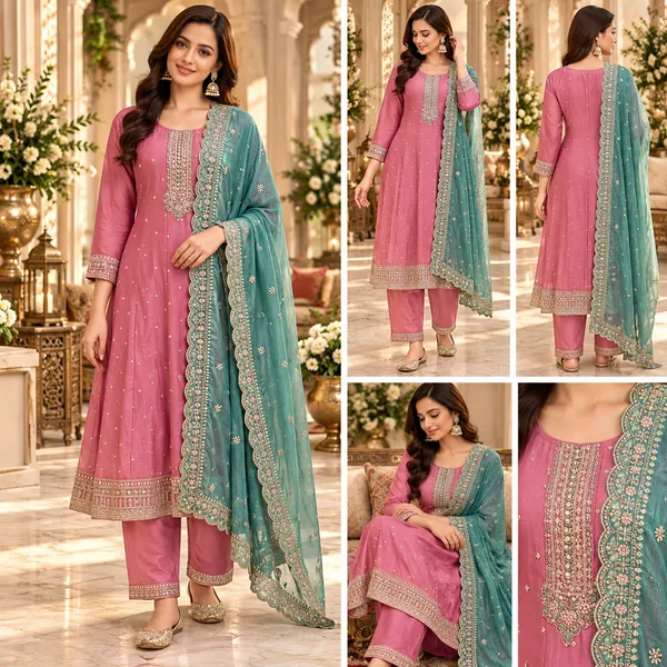 Pink_With_Seage_Green_Anarkali_Set_For_Women