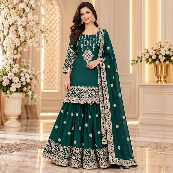 Green_Embroided_And_Stone_Work_Gharara_Set_For_Women