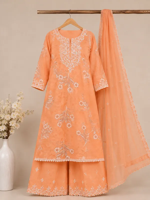 Peach_Cotton_Unstitched_Kurta_Set_For_women