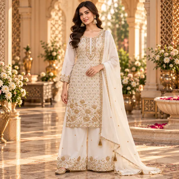 White_Beats_Work_Vichitra_Plazo_Set_For_Women