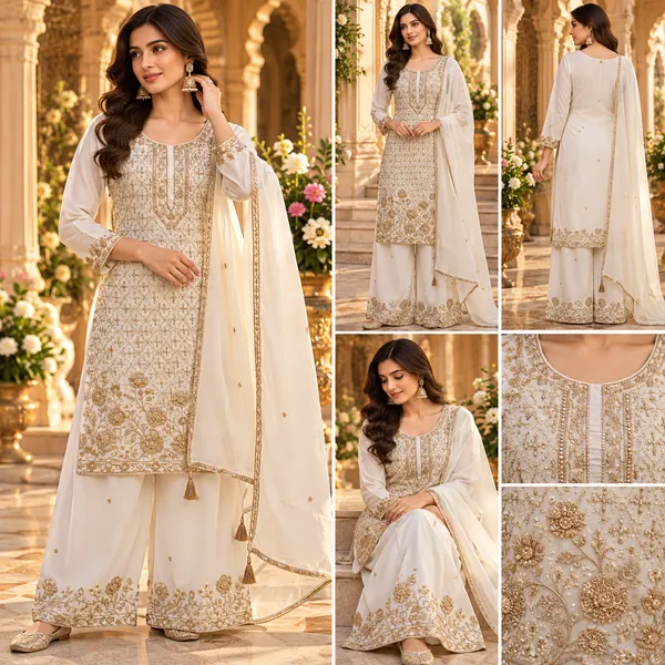 White_Beats_Work_Vichitra_Plazo_Set_For_Women