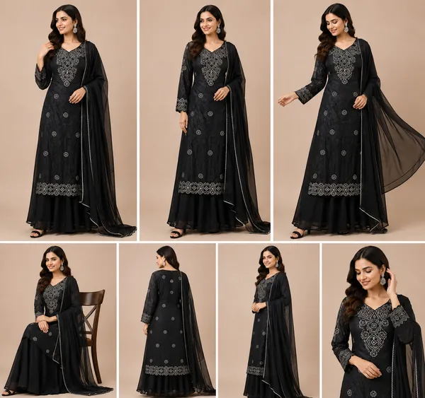 Black_Silk_Kurta_Set_For_Women