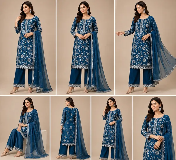 Blue_Georgette_Kurta_Set_For_Women