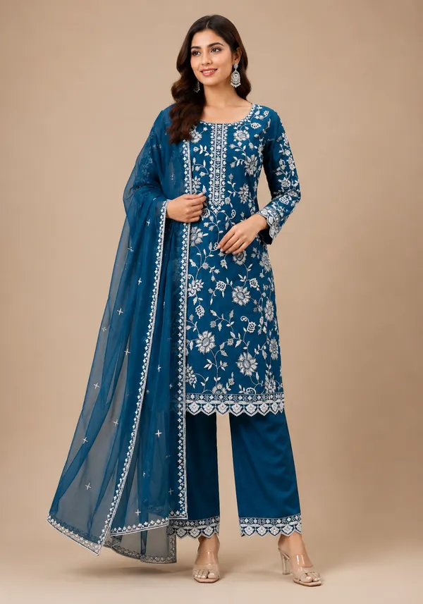 Blue_Georgette_Kurta_Set_For_Women