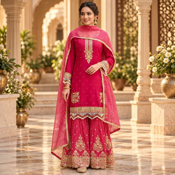 Red_Bandhani_Plazo_Set_For_Women