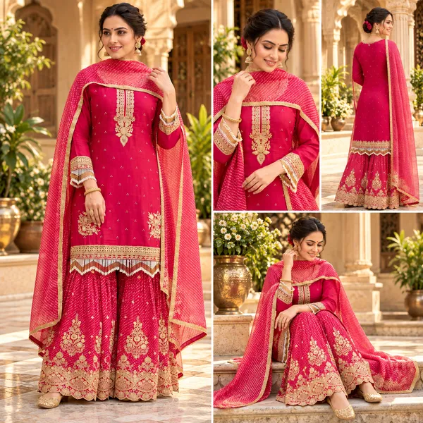 Red_Bandhani_Plazo_Set_For_Women