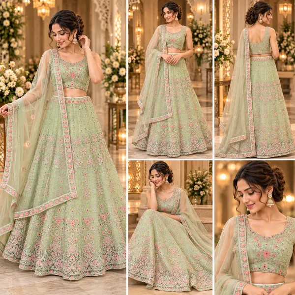 Pista_Green_Net_Lehenga_Blouse_And_Dupatta_For_Women