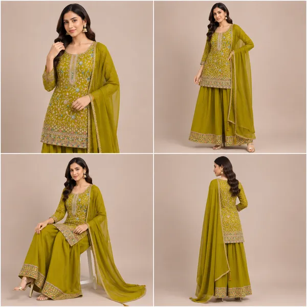 Green_Georgette_Kurta_Set_For_Women