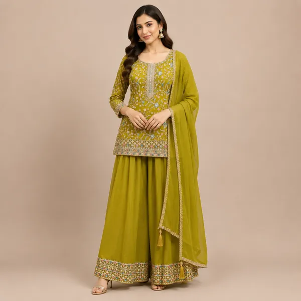 Green_Georgette_Kurta_Set_For_Women