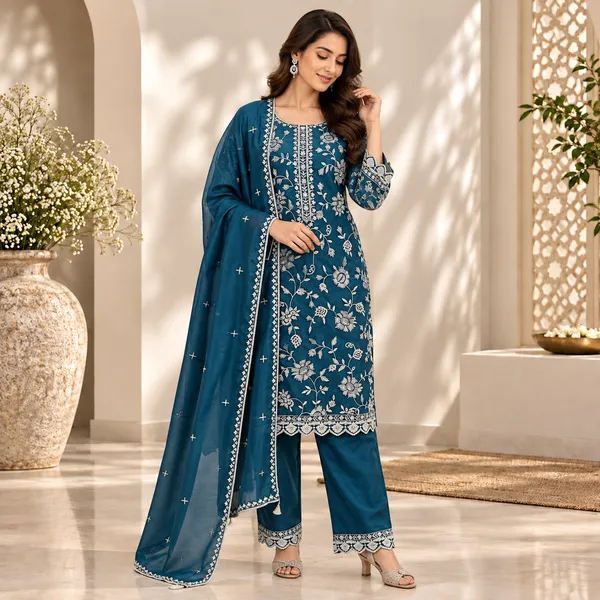 Blue_Georgette_Kurta_Set_For_Women