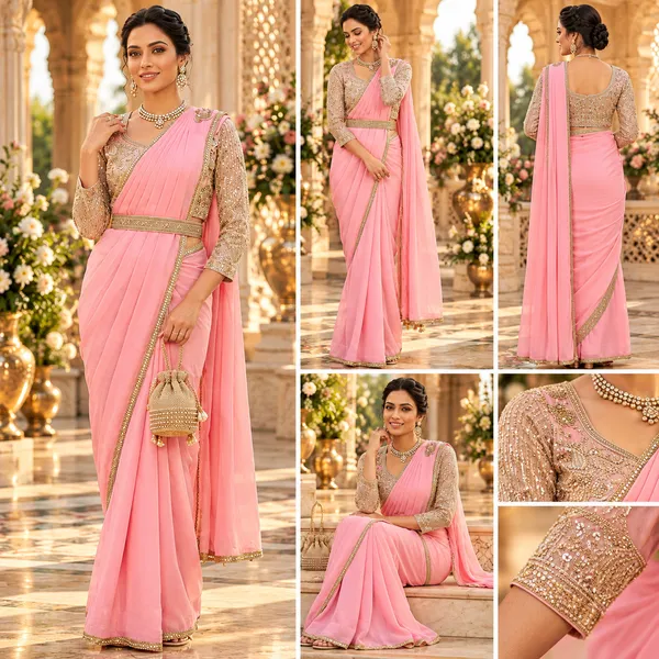 Pink_Vichitra_Readymade__Saree_And_Blouse_For_women