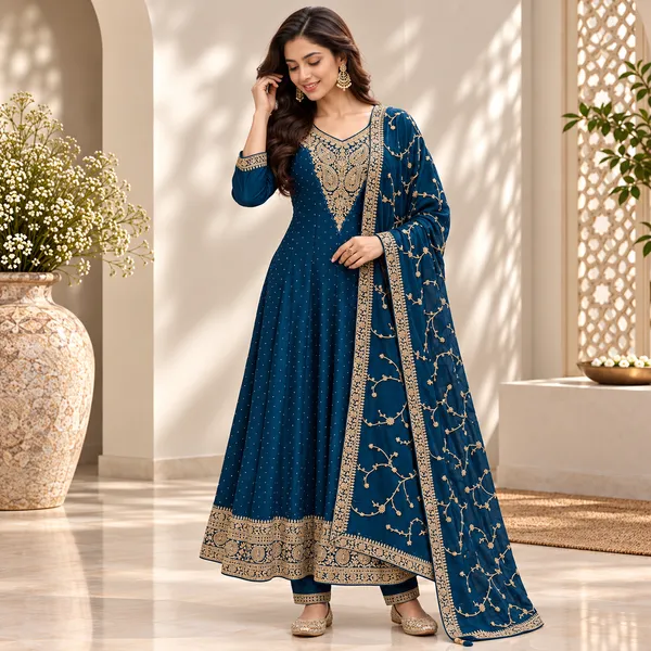 Blue_Vichitra_Anarkali_Set_For_Women