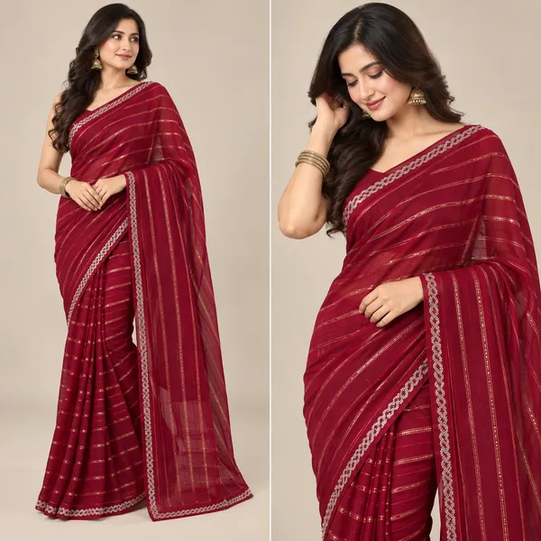 Marorn_Georgette_Saree_With_Blouse_Piece_For_women