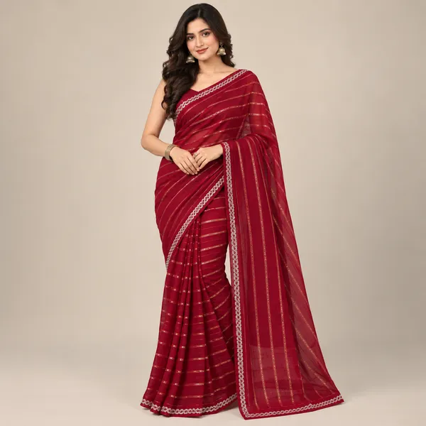 Marorn_Georgette_Saree_With_Blouse_Piece_For_women