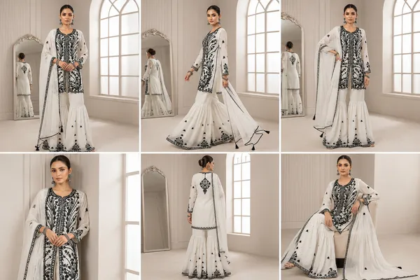 Black_&_White_Georgette_Kurta_Set_For_Women