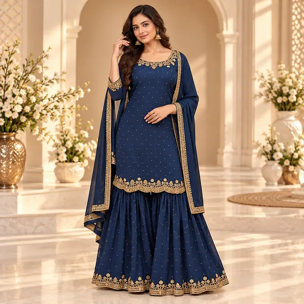 Blue_Hand_Work_Vichitra_Gharara_Set_For_Women