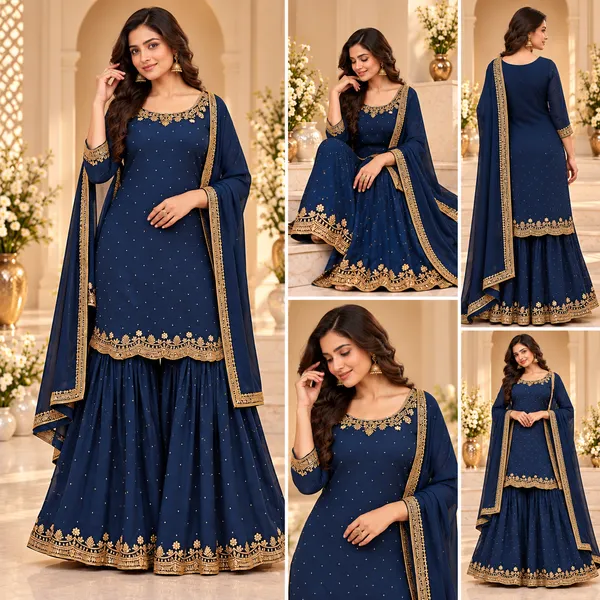 Blue_Hand_Work_Vichitra_Gharara_Set_For_Women