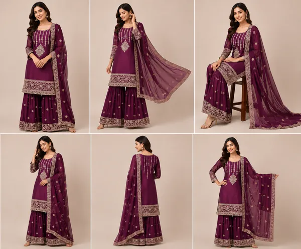 Wine_Silk_Kurta_Set_For_Women