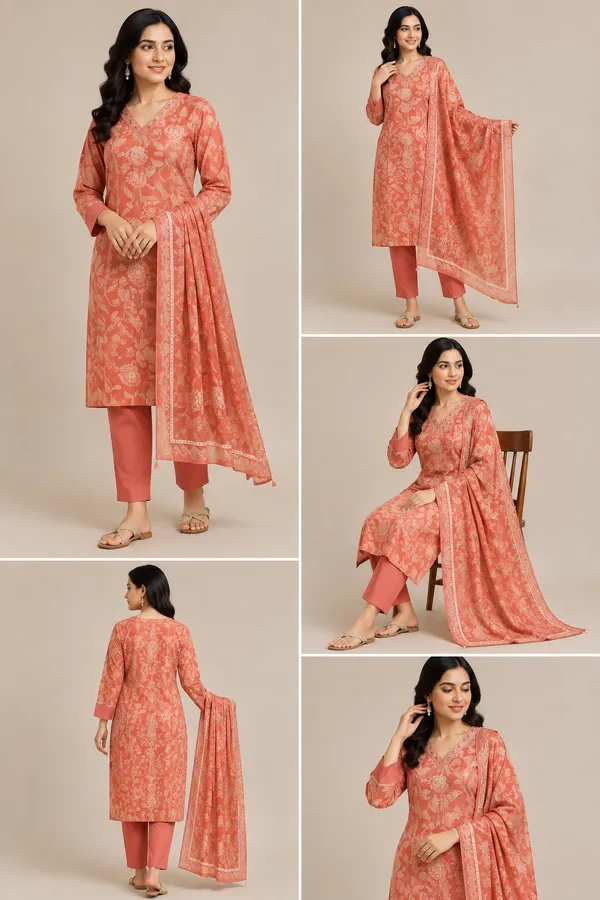 Rust_Cotton_Kurta_Set_For_Women