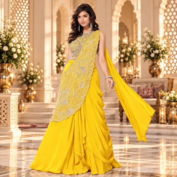 Yellow_Drape_Lehenga_For_Women