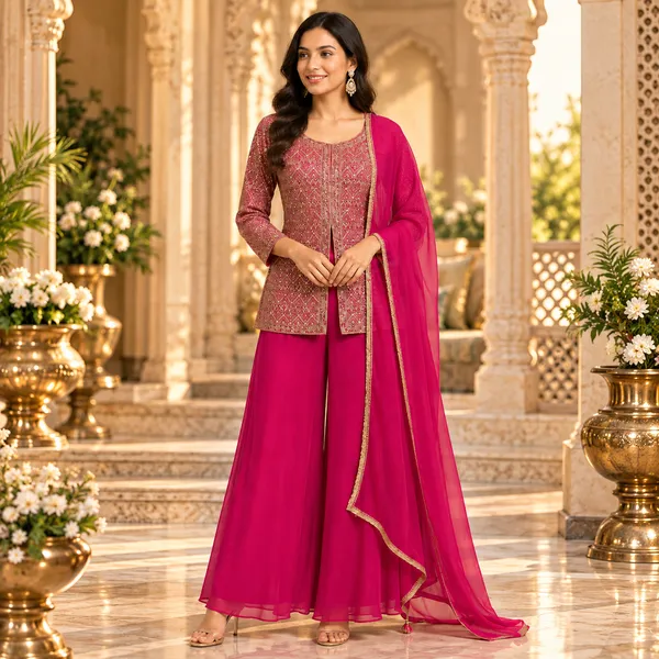Pink_Georgette_Indo-Western_Plazo_Set_For_Women