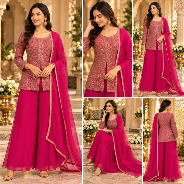 Pink_Georgette_Indo-Western_Plazo_Set_For_Women