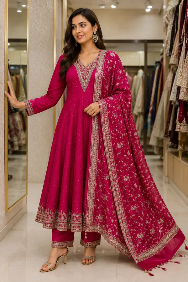 Rani_Pink_Cotton_Kurta_Set_For_Women