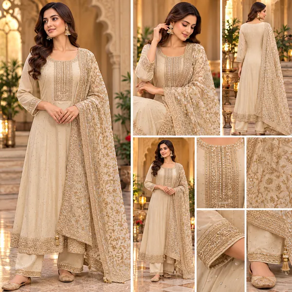 Beige_With_Heavy_Dupatta_Anarkali_Set_For_Women
