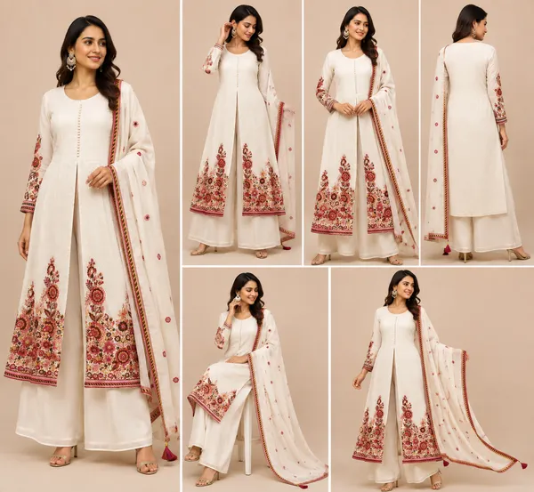White_Georgette_Kurta_Set_For_Women