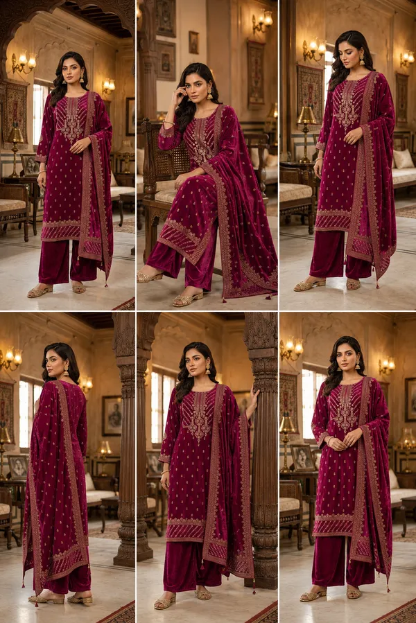 Wine_Cotton_Kurta_Set_For_Women