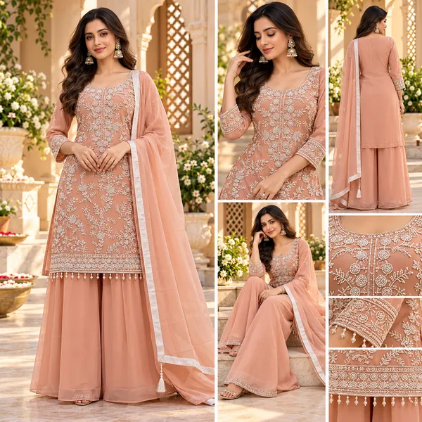 Pitch_Georgette_Beats_Work_Plazo_Set_For_Women