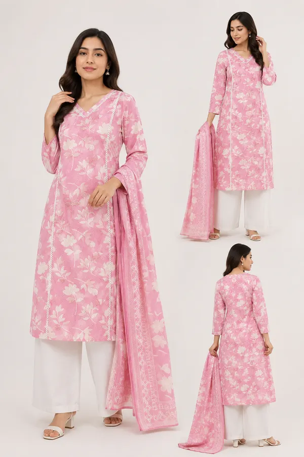 Cream_Chicken_cotton_Neck_Embroidered_Top_Pant_And_Dupatta_For_Women