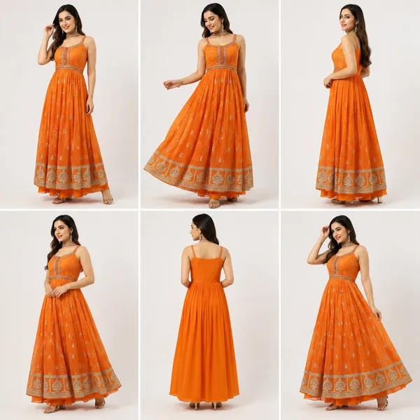 Orange_Rust_Georgette_Kurta_Set_For_Women