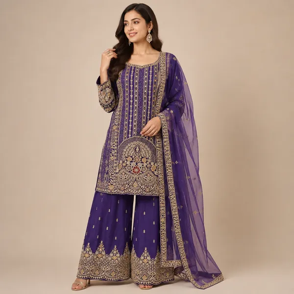 Purple_Vichitra_Kurta_Set_For_Women