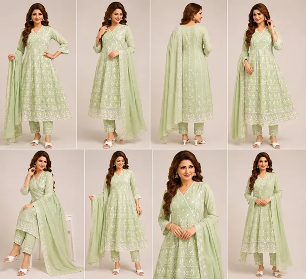 Green_Cotton_Kurta_Set_For_Women