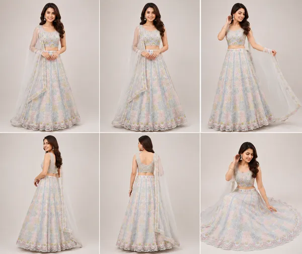 Multicolor_Cotton_Lehenga_Blouse_And_Dupatta_For_Women
