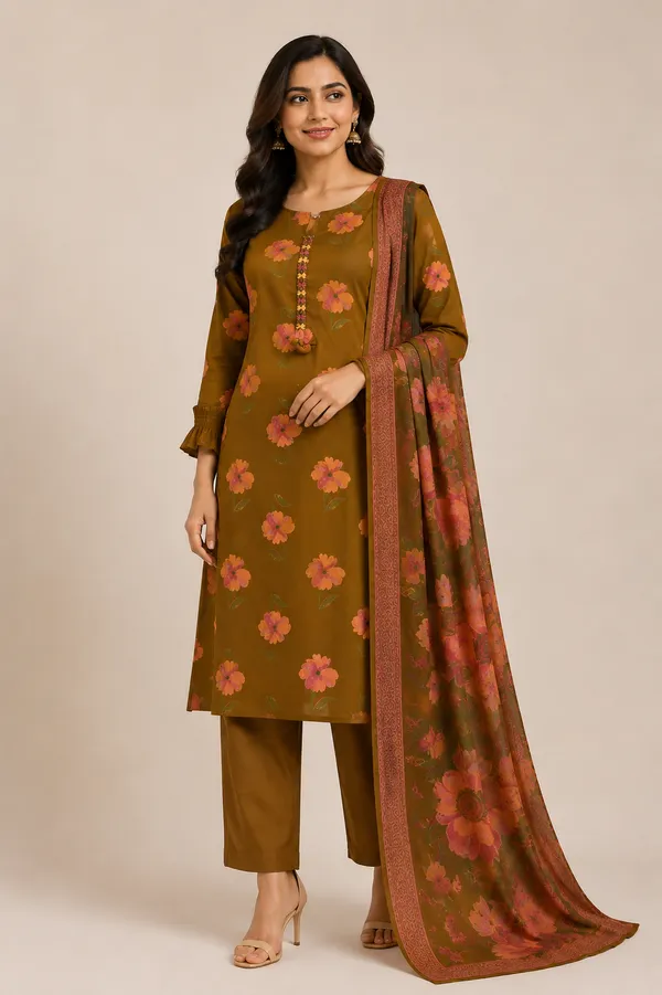 Brown_Cotton_Kurta_Set_For_Women