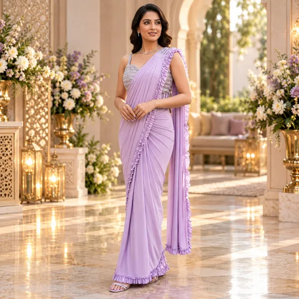 Lavender_Lycra_Readymade_Saree_And_Blouse_For_women