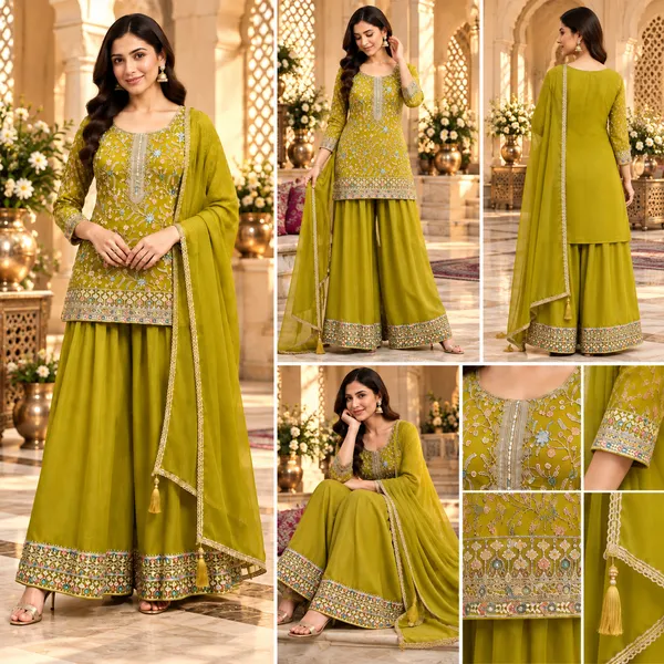 Mehendi_Green_Georgette_Plazo_Set_For_Women
