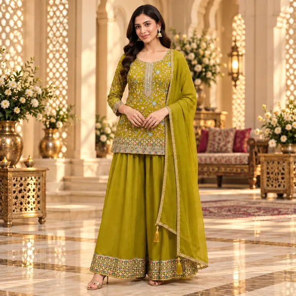 Mehendi_Green_Georgette_Plazo_Set_For_Women